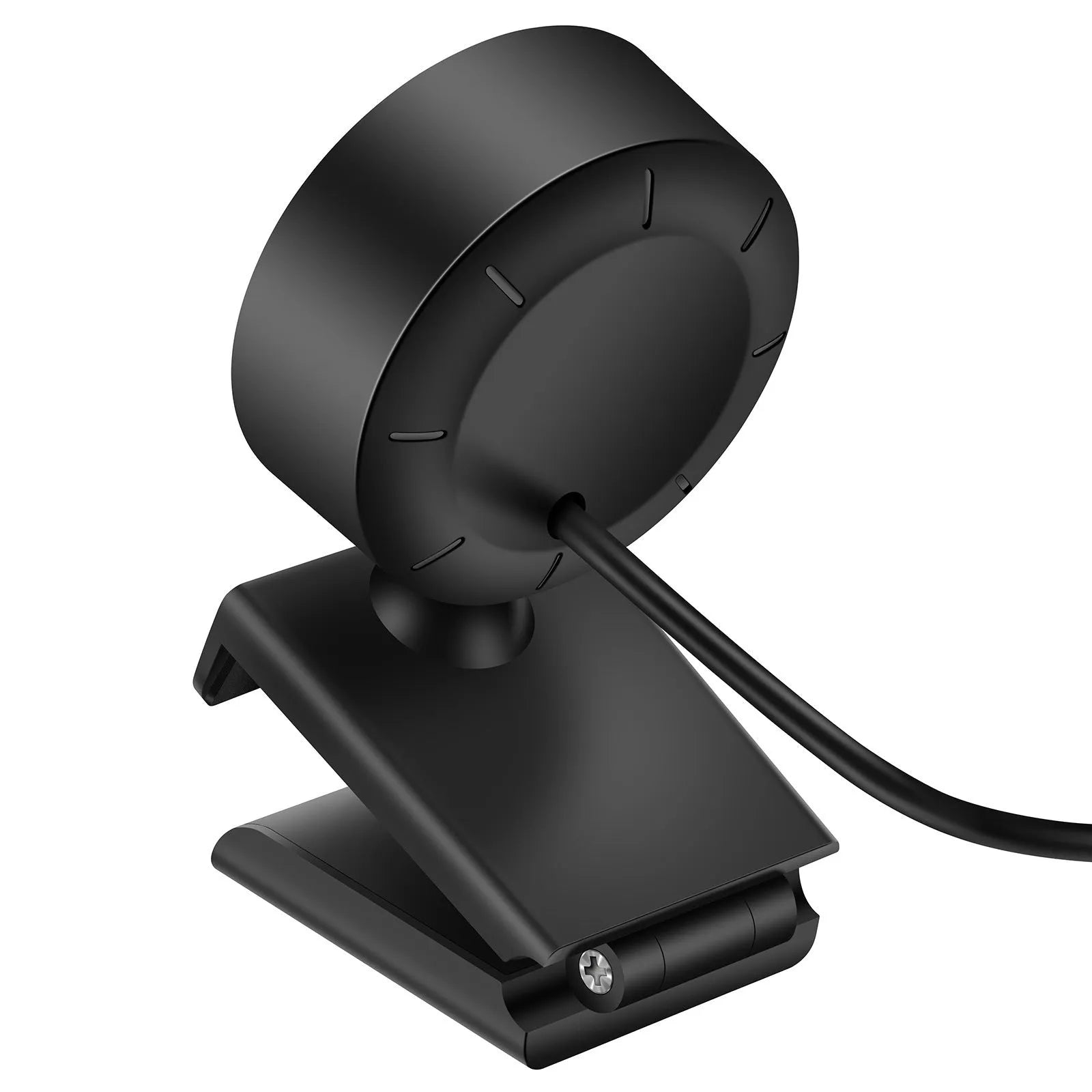2K resolution USB webcam with ring of LED lights around the lens on a black ABS plastic body.