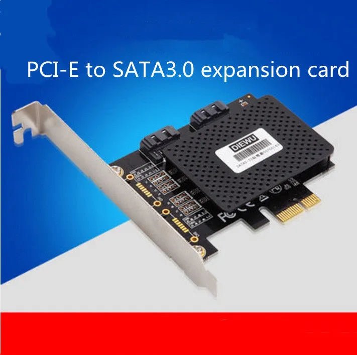 Desktop PCI-E SATA 3.0 expansion card with ASM1061 chip and dual SATA/eSATA ports.