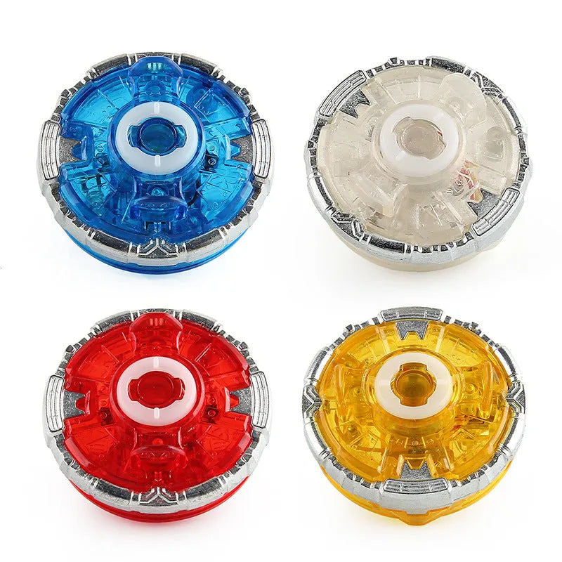 Luminous gyro bottom accessory for spinning toys in red, white, blue, or yellow.