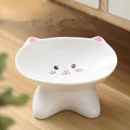 Ceramic cat face-shaped pet food bowl with porcelain construction