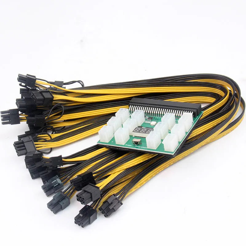 Server power conversion board to 6pin PCIe adapter with twelve 50 cm black power cables