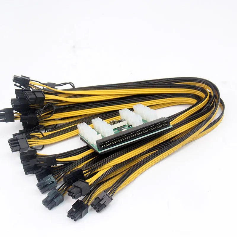 Server power conversion board to 6pin PCIe adapter with twelve 50 cm black power cables
