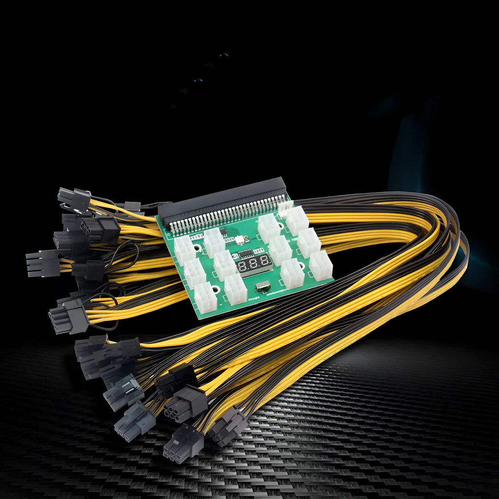 Server power conversion board to 6pin PCIe adapter with twelve 50 cm black power cables