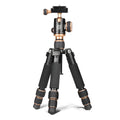 Black aluminium ball head tripod extended, with a smartphone mounted for demonstration.
