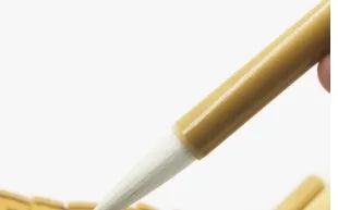 Three traditional Chinese calligraphy brushes with woolen hair tips and bamboo handles in large, medium, and small sizes