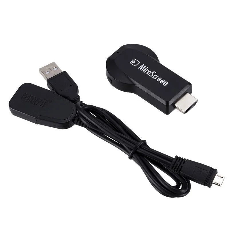 Mirascreen 2.4G WiFi Push Treasure HDMI adapter card in black with HDMI interface