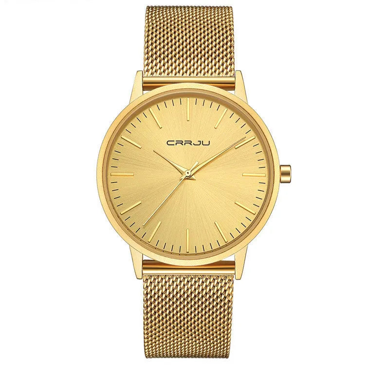 Casual quartz watch with alloy case and plexiglass mirror showing 30M waterproof rating