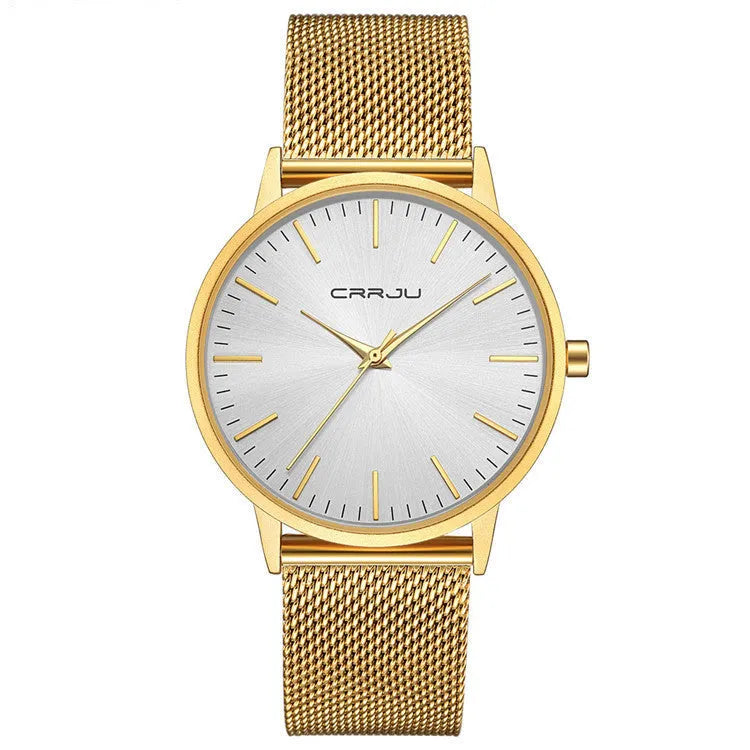 Casual quartz watch with alloy case and plexiglass mirror showing 30M waterproof rating