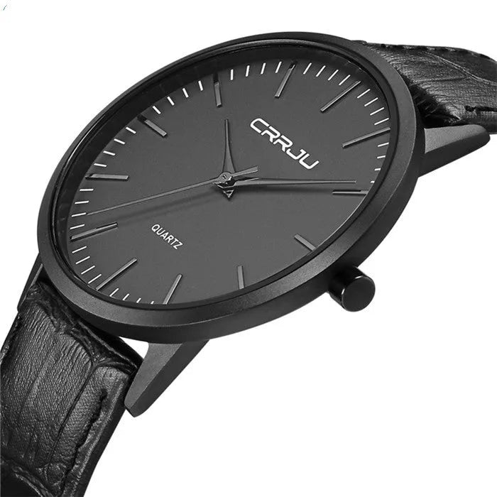 Casual quartz watch with alloy case and plexiglass mirror showing 30M waterproof rating