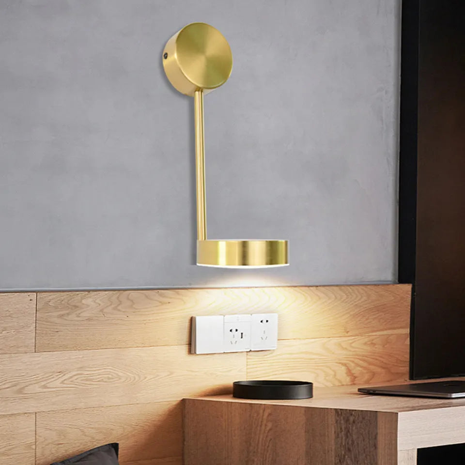 Square acrylic LED wall lamp 100*400 mm with gold switch and warm white light