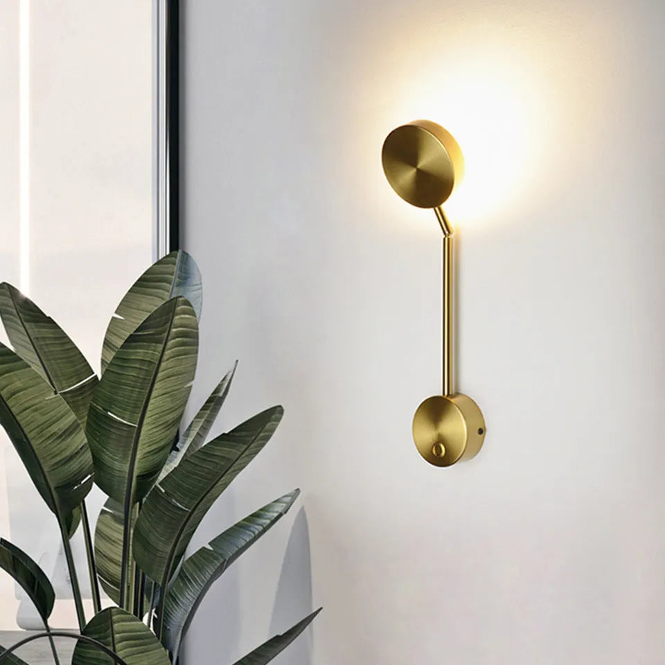 Square acrylic LED wall lamp 100*400 mm with gold switch and warm white light