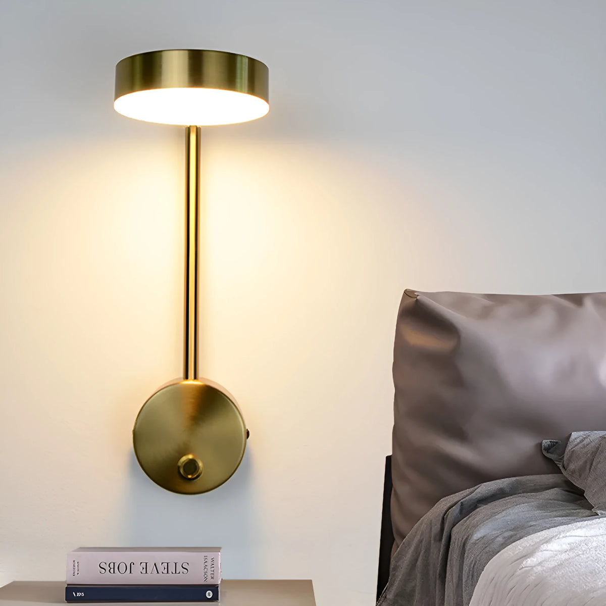 Square acrylic LED wall lamp 100*400 mm with gold switch and warm white light