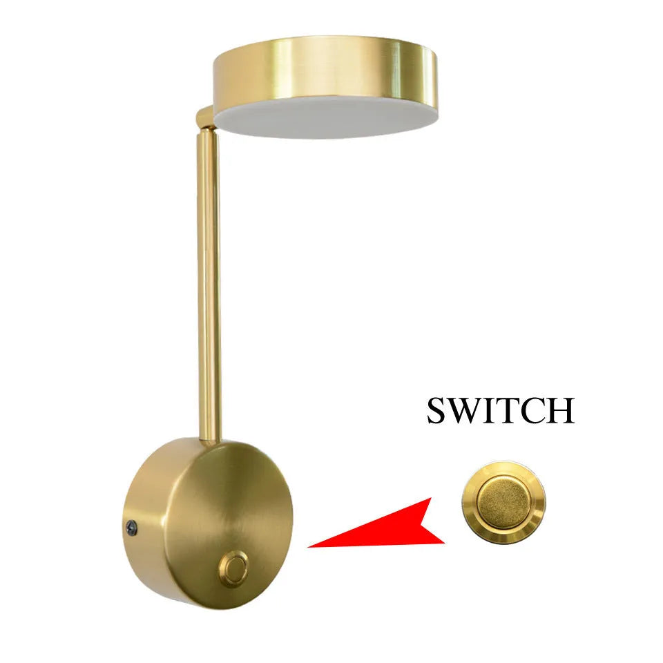 Square acrylic LED wall lamp 100*400 mm with gold switch and warm white light