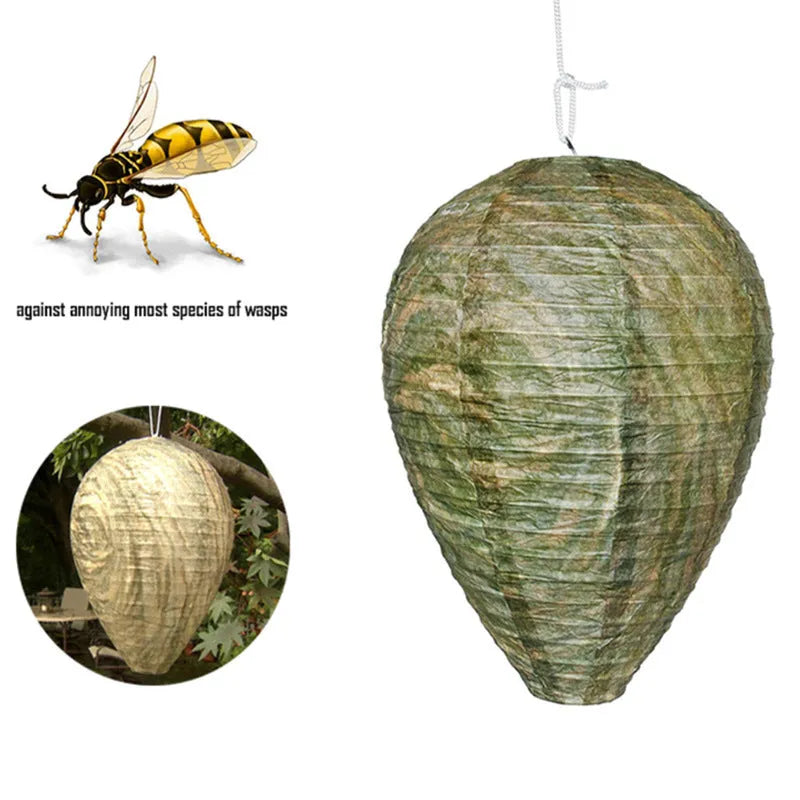 Hexagonal beehive lantern measuring 22cm by 28cm, made of paper and wire, weighing 30g.