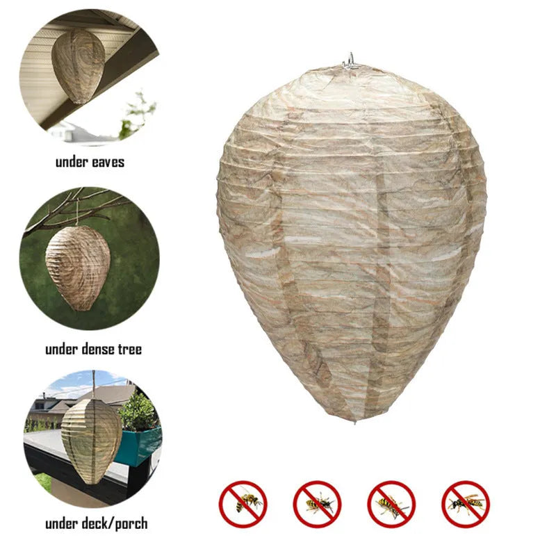 Hexagonal beehive lantern measuring 22cm by 28cm, made of paper and wire, weighing 30g.