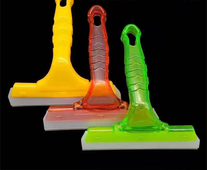 Double-layer silicone car film wiper scraper with plastic body, soft silicone strip, red or yellow colour option