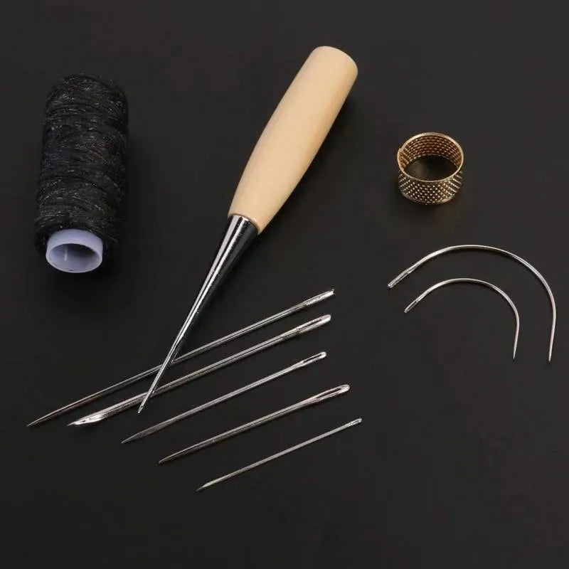Four-piece leather tool set with alloy steel tools for DIY leather crafting