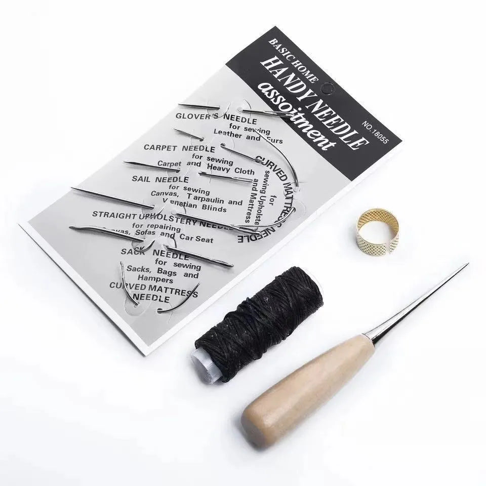 Four-piece leather tool set with alloy steel tools for DIY leather crafting