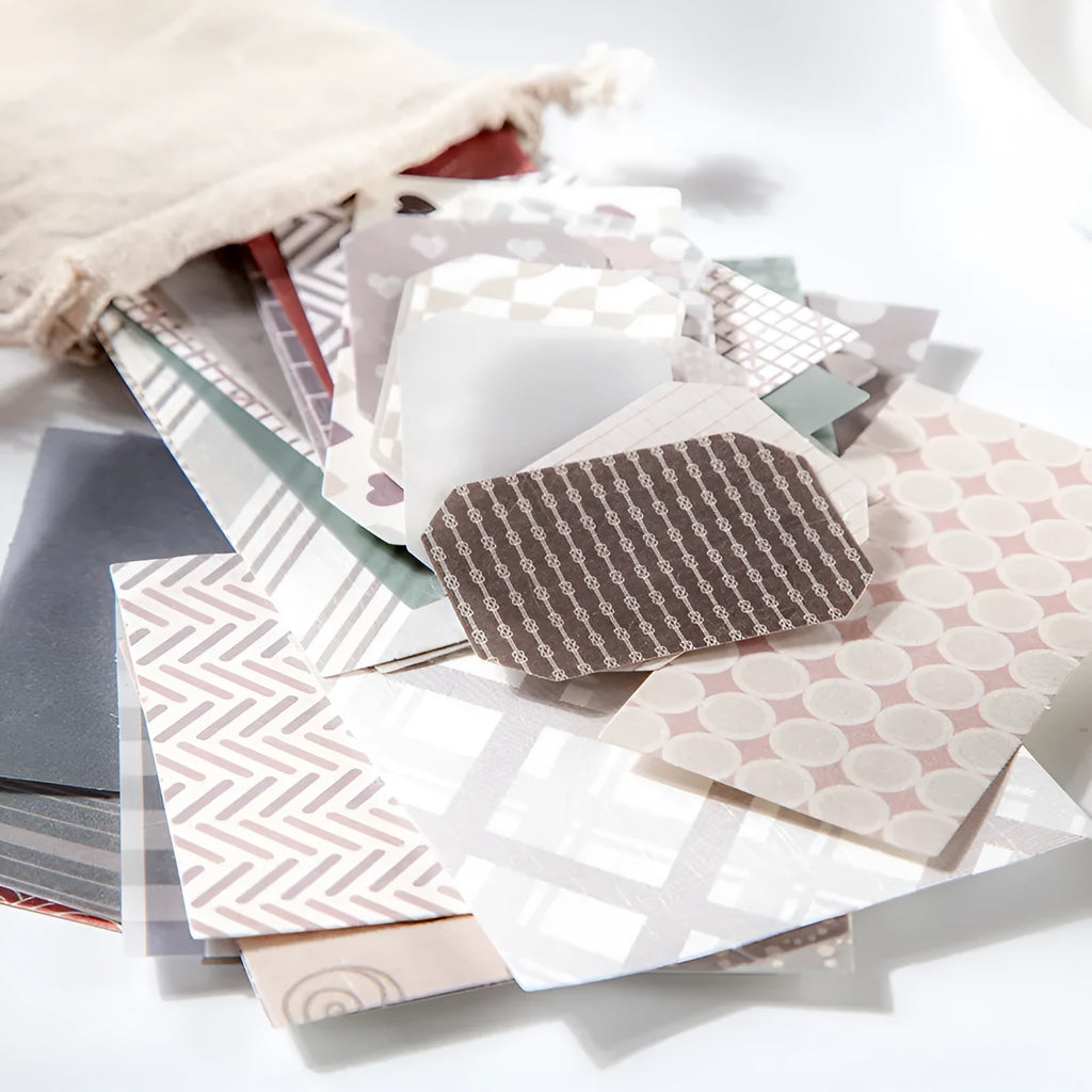 Pack of 60 DIY collage decoration sticker sheets organised into four distinct graphic styles A, B, C, and D.