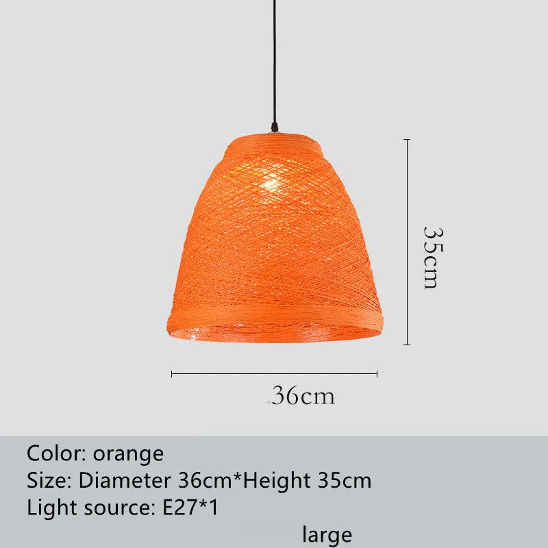 Rattan woven ball hanging lamp with adjustable 1.2m height and 9W LED light source in natural material construction