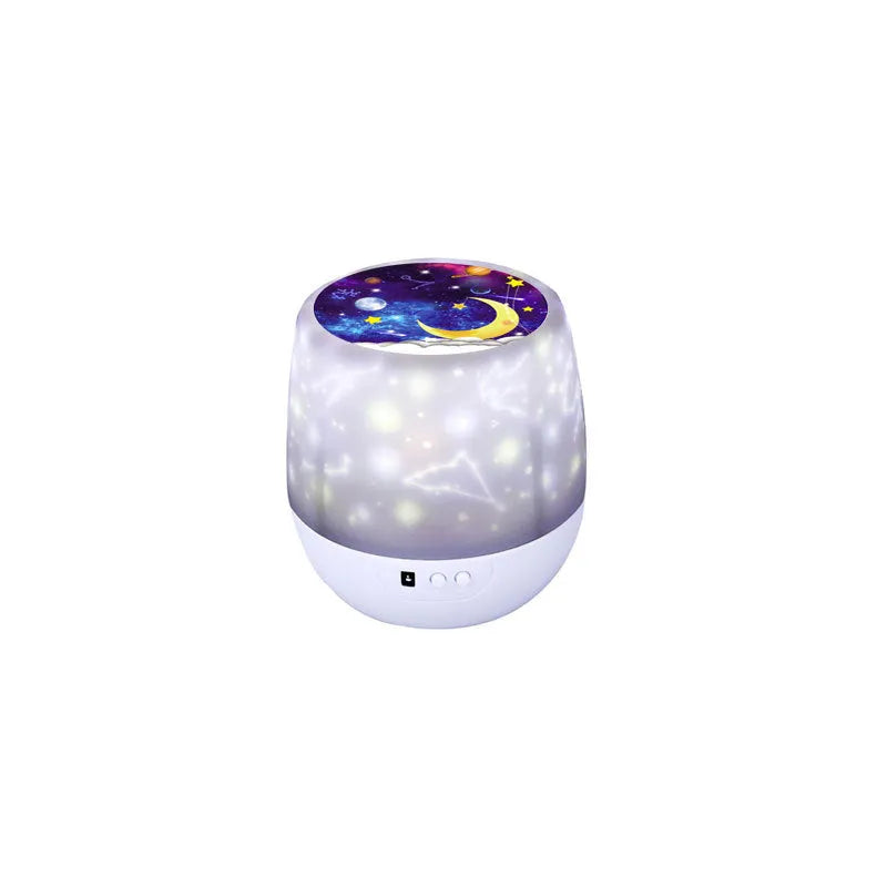 Pruixin PRX1363 projector night light projecting rotating star patterns on a bedroom wall