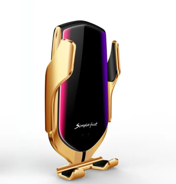 Magic Clip R1 automatic car phone holder in gold or silver with wireless charging up to 9V1.67A