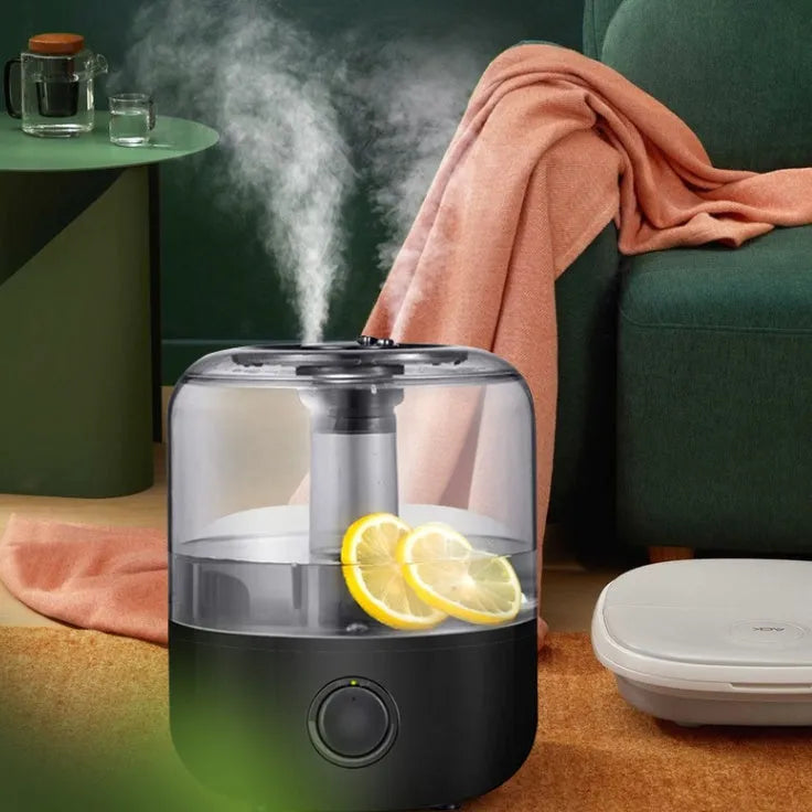 White bedroom humidifier with 3 litre water tank and aromatherapy function, measuring 183mm square