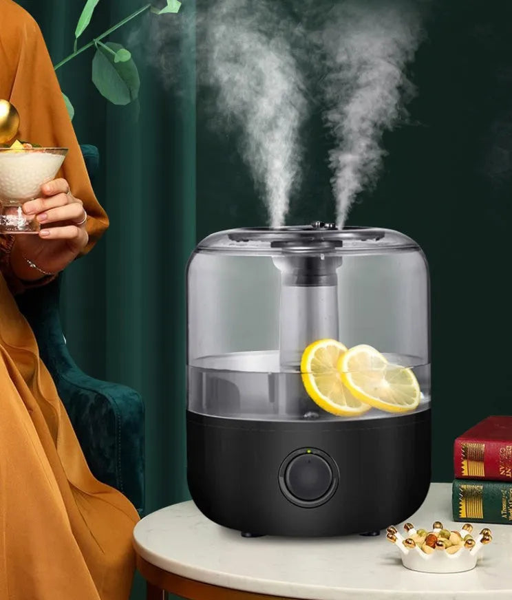 White bedroom humidifier with 3 litre water tank and aromatherapy function, measuring 183mm square