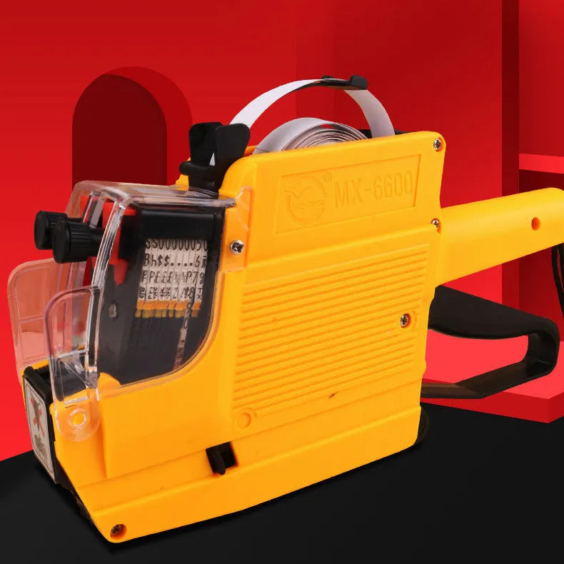 Manual price coding machine in blue, red, or yellow with bidirectional printing for supermarket labels