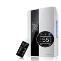 White household dehumidifier with 2.2 litre water tank showing electronic control panel
