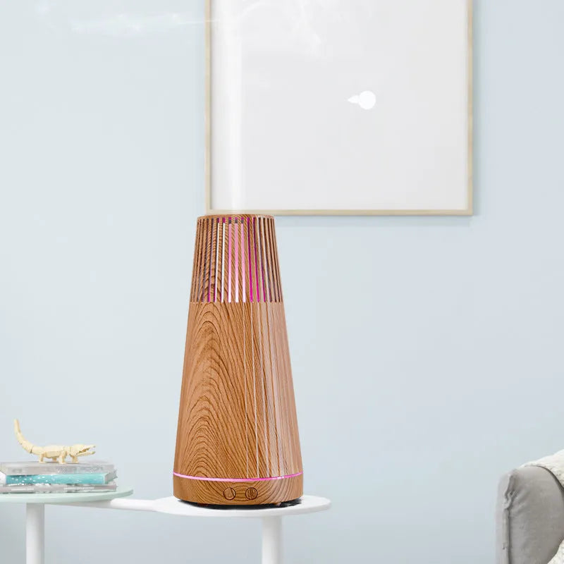 Wood grain USB ultrasonic essential oil aroma diffuser in black, brown or white for home use under 10 square metres