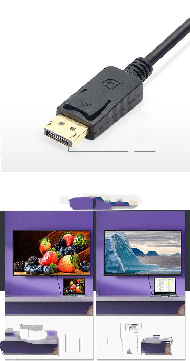 1.8m black DP male to male DisplayPort cable with copper wire for TV connections