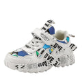 Children's spring sneakers with Velcro straps and rubber soles in beige blue, white red, and bright red colours