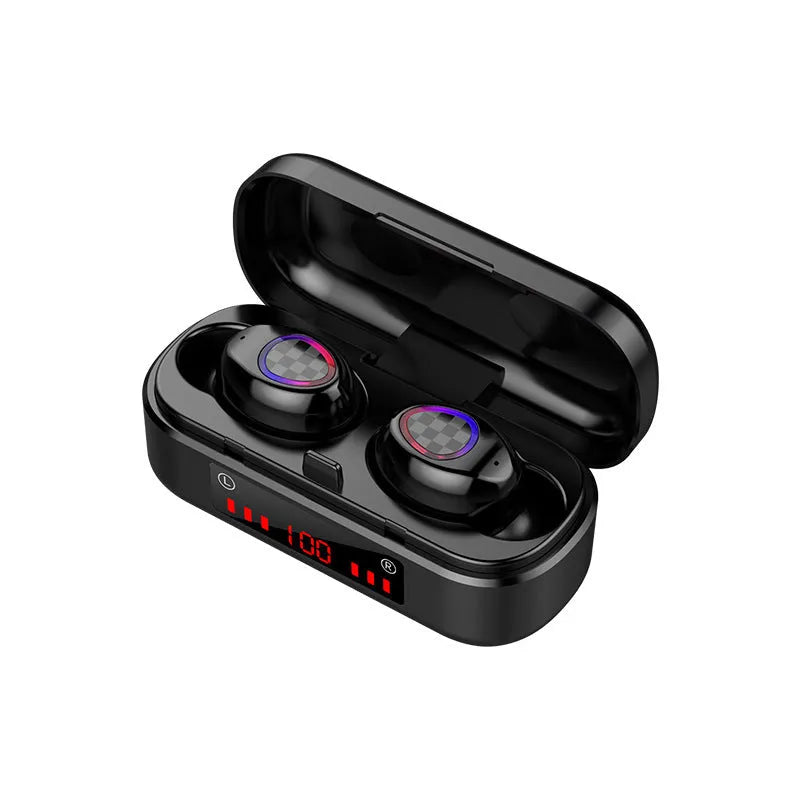 Black sports wireless Bluetooth headset with V8 earphone shell design