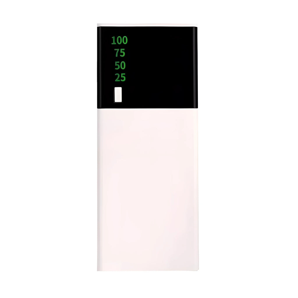 Black Rice 20000mAh portable power bank with plastic casing and included charging cable.