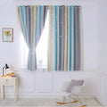 Rainbow gradient thermal blackout curtains with star-shaped cuts blocking 85-99% of sunlight