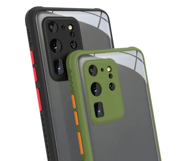 Car tire pattern contrast colour Samsung phone case in army green PC silicone back cover