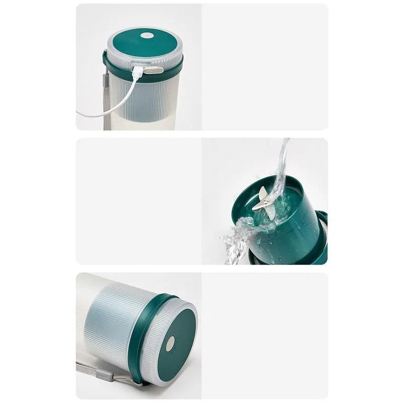 Portable pink and green USB rechargeable electric juicer cup with 400mL capacity