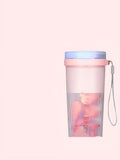 Portable pink and green USB rechargeable electric juicer cup with 400mL capacity