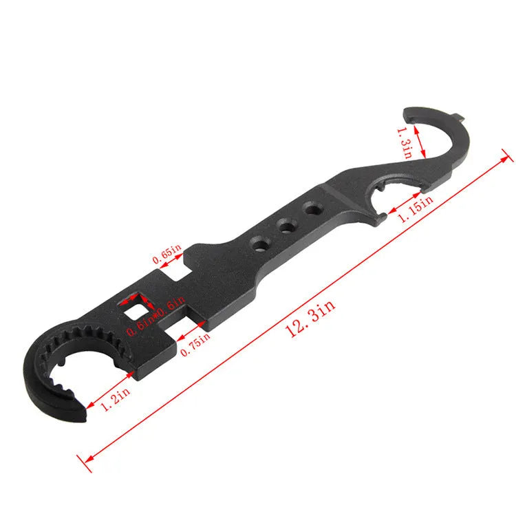 Black 40Cr steel combination wrench for AR15 and M4 maintenance with dual-purpose design