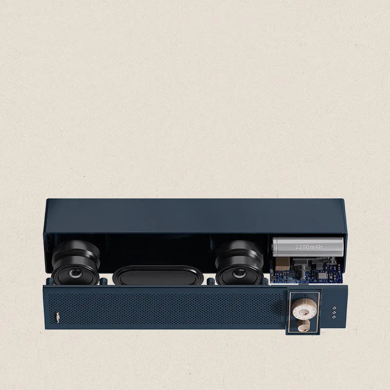 Retro-style portable Bluetooth speaker with wireless connectivity and TF card slot