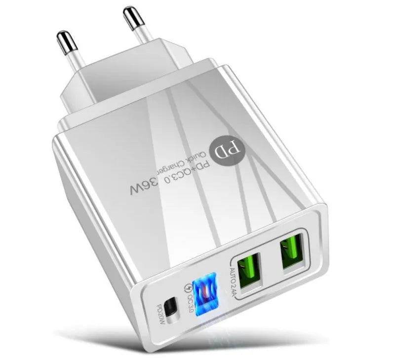 PD 20W fast charging head with Quick Charge 3.0 technology and multiple USB ports