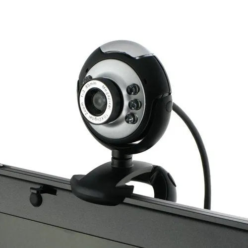 Video computer camera with six white LED lights and USB connector for night vision video calling