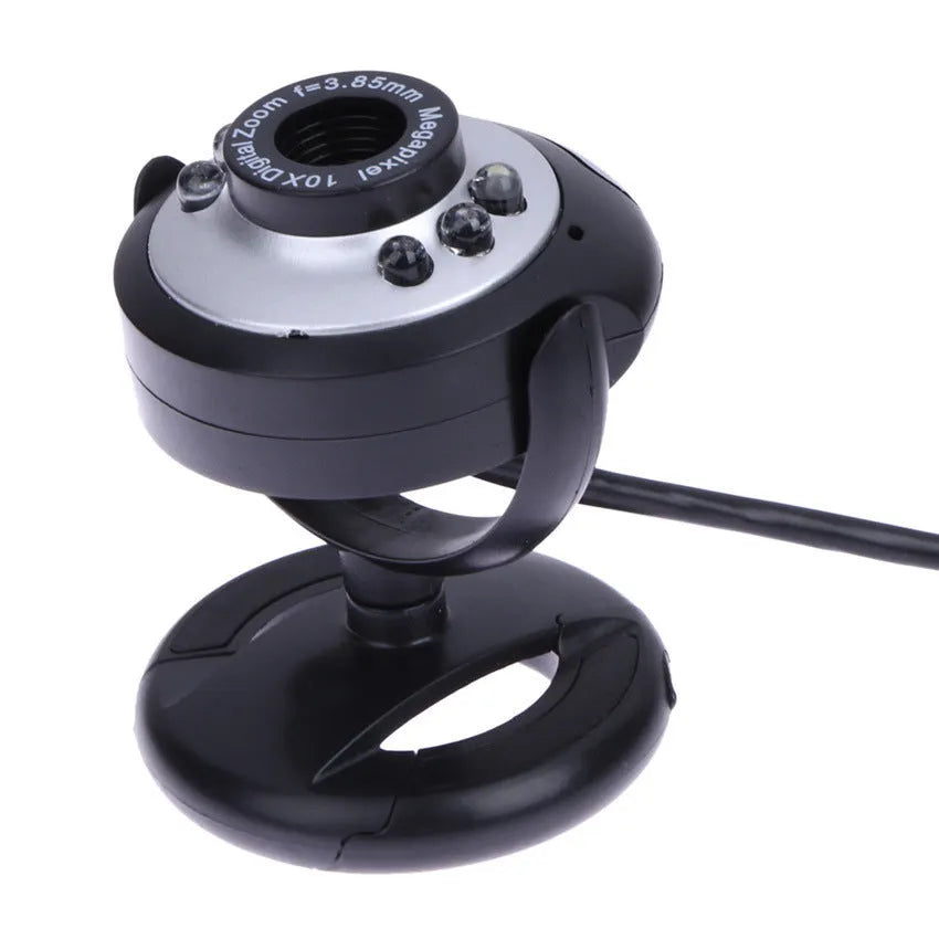 Video computer camera with six white LED lights and USB connector for night vision video calling