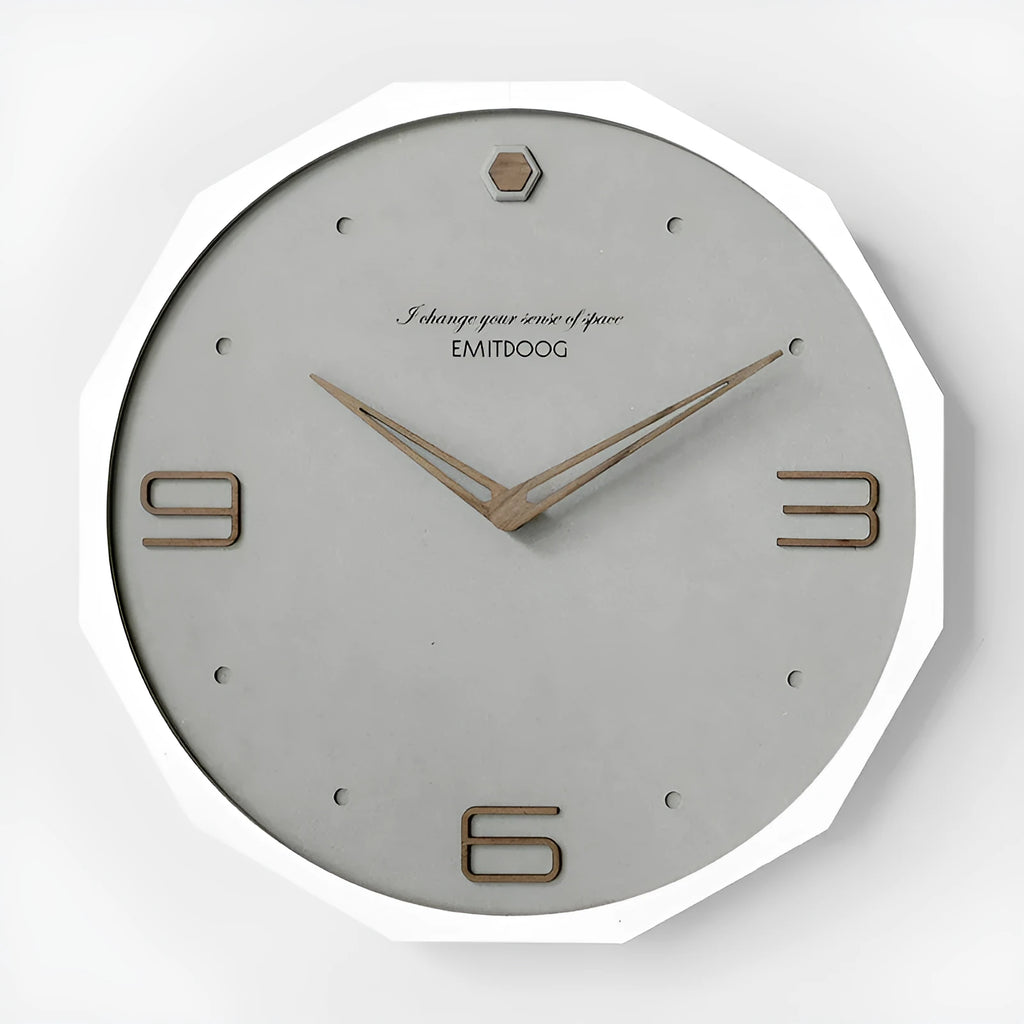 Round 12-inch Nordic minimalist wall clock in Geralt material with four colour options