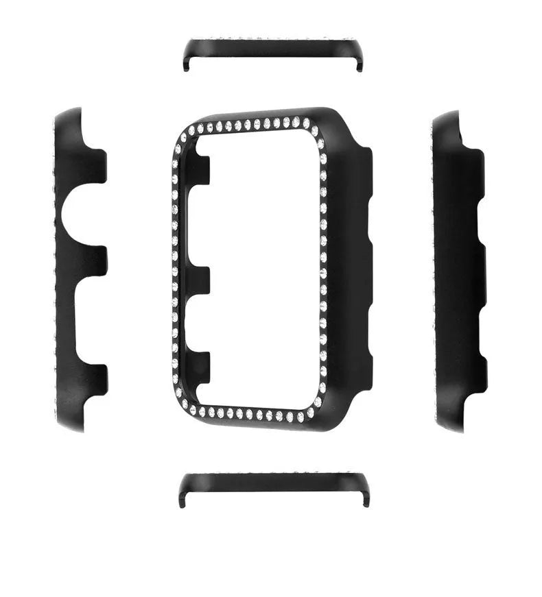 Aluminium alloy diamond frame protective case for Apple Watch in silver colour