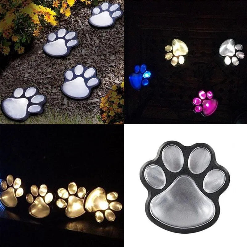 Black bear paw-shaped solar garden lights with solar panel, measuring 9cm, for outdoor pathway decoration
