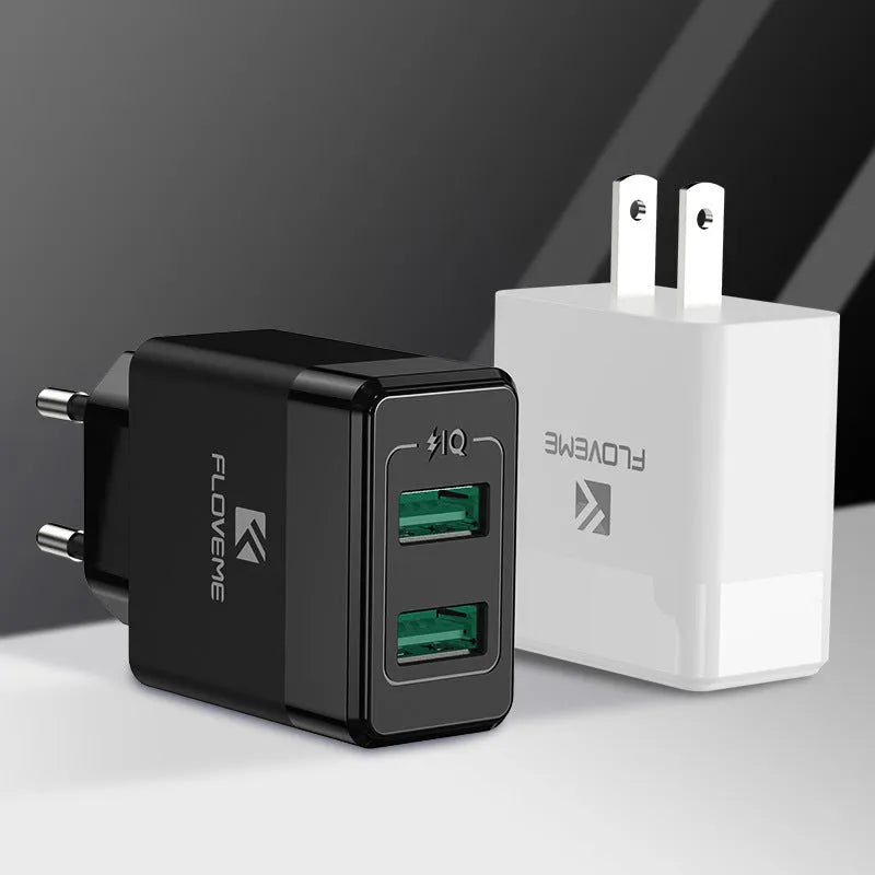 European and American standard travel charger with USB port in black or white colour