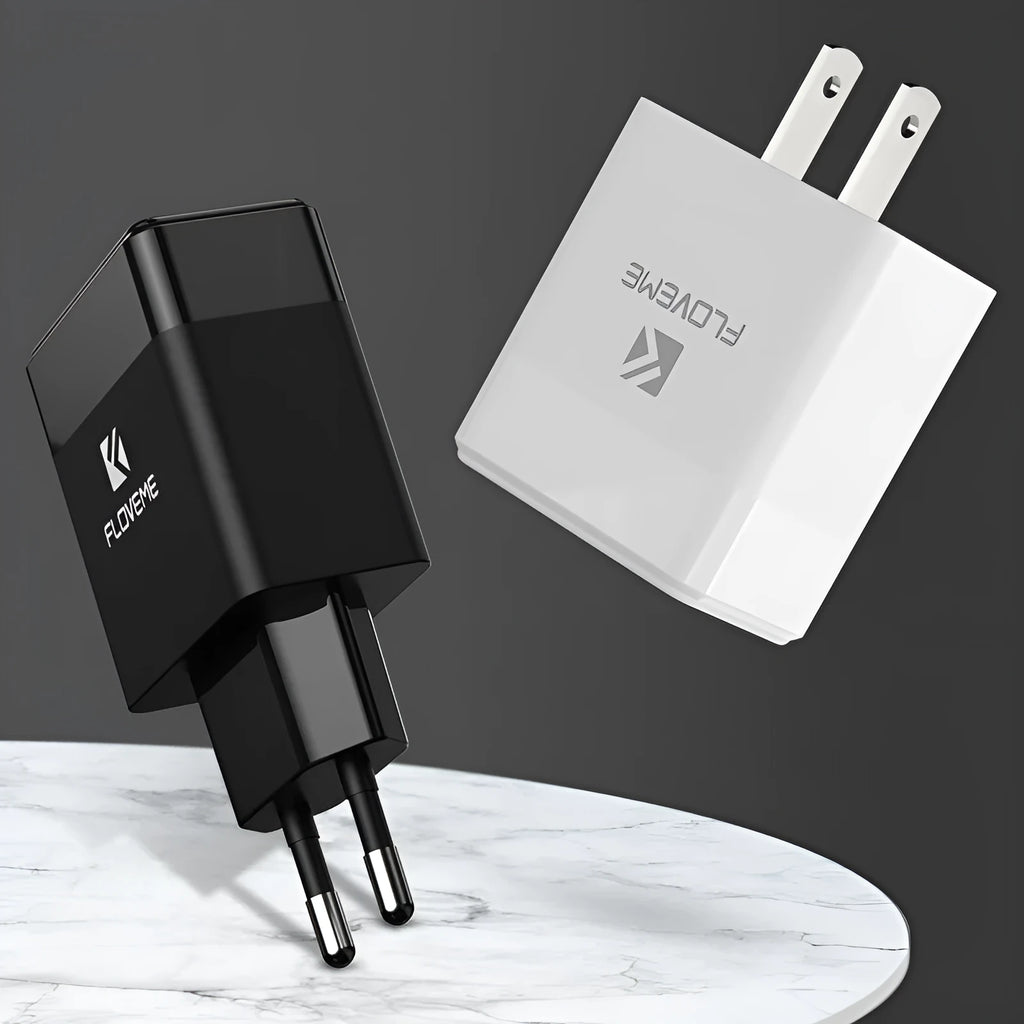 European and American standard travel charger with USB port in black or white colour