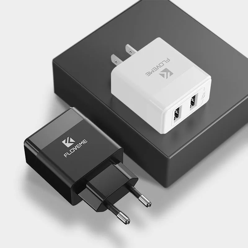 European and American standard travel charger with USB port in black or white colour